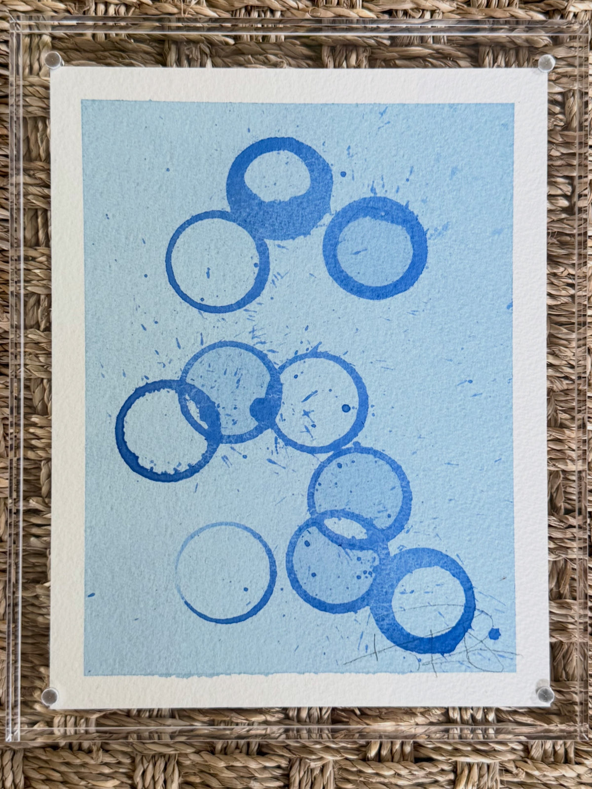 9x7 - Blue Circles (Acrylic Frame) - Kayce Hughes